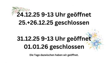 Öffnungszeiten Feiertage